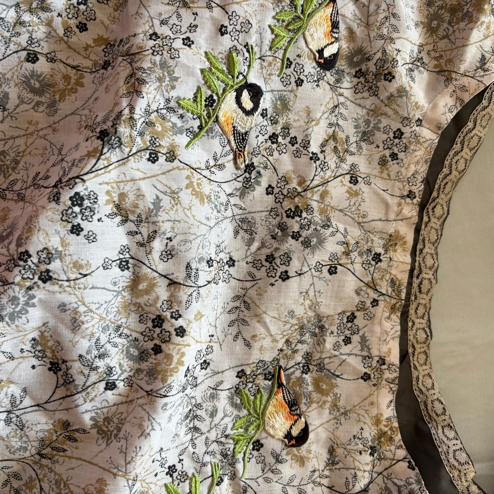 Floral Embroidered Top with Birds